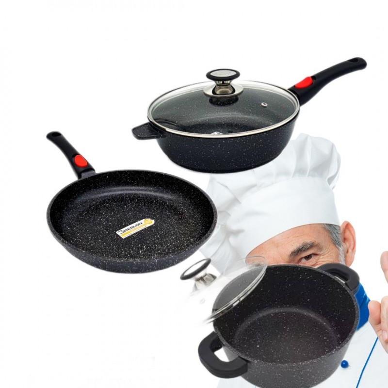 Lot Poêle/Sauteuse/Faitout 28cm Natural Cook Professionnel ESP Lot Poêle/Sauteuse/Faitout 28cm Natural Cook Professionnel ESP