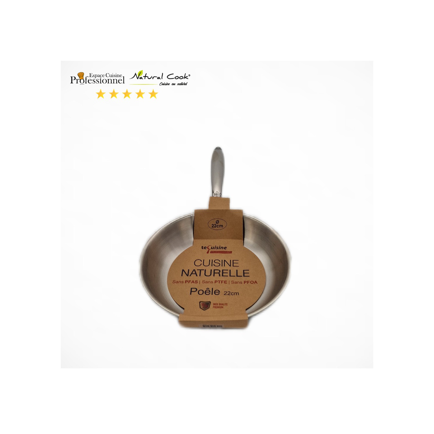 Poêle 22cm Inox Espace Cuisine Professionnel