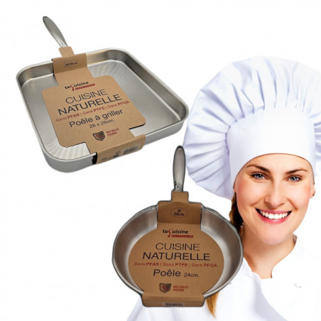 Poêle 28cm carré - Poêle 24cm Inox matériel Professionnel ESP