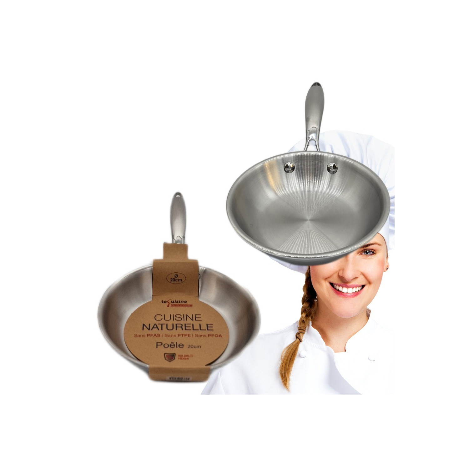 Wok 20cm - Poêle 20cm Inox matériel Professionnel ESP