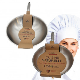 Wok 28cm - Poêle 28cm Inox matériel Professionnel ESP
