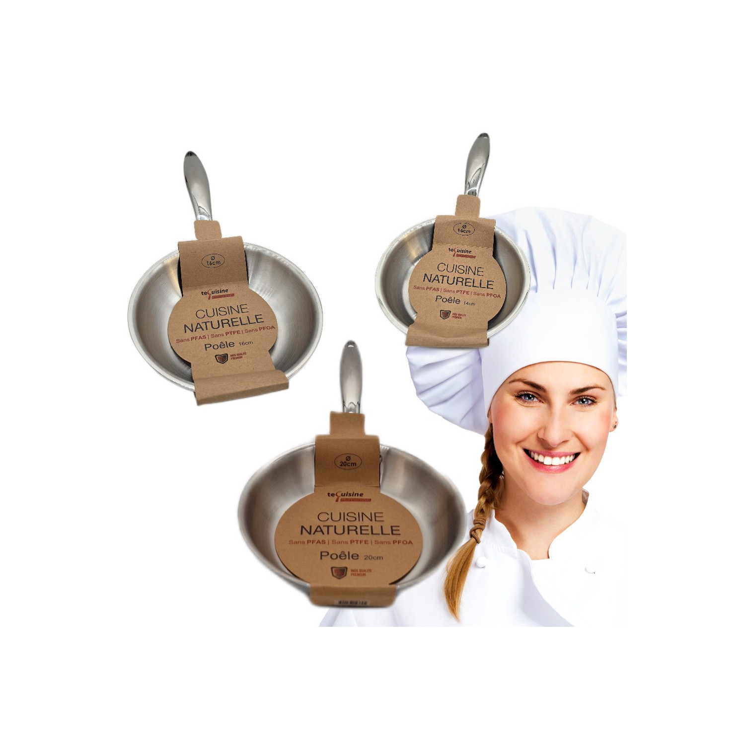 Poêle 14cm - 16cm 20cm Inox matériel Professionnel ESP