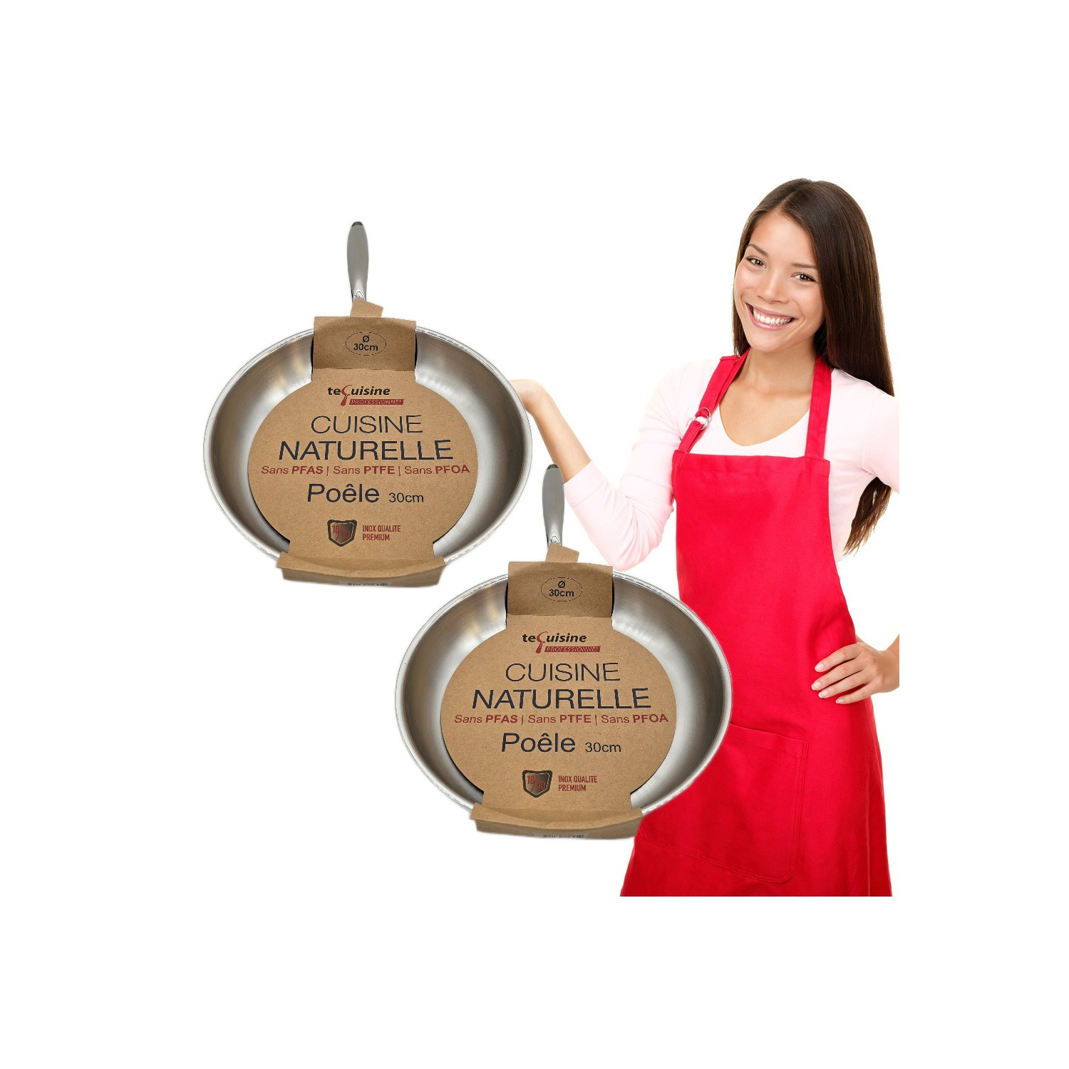 2 Poêles 30cm - Inox matériel Professionnel ESP