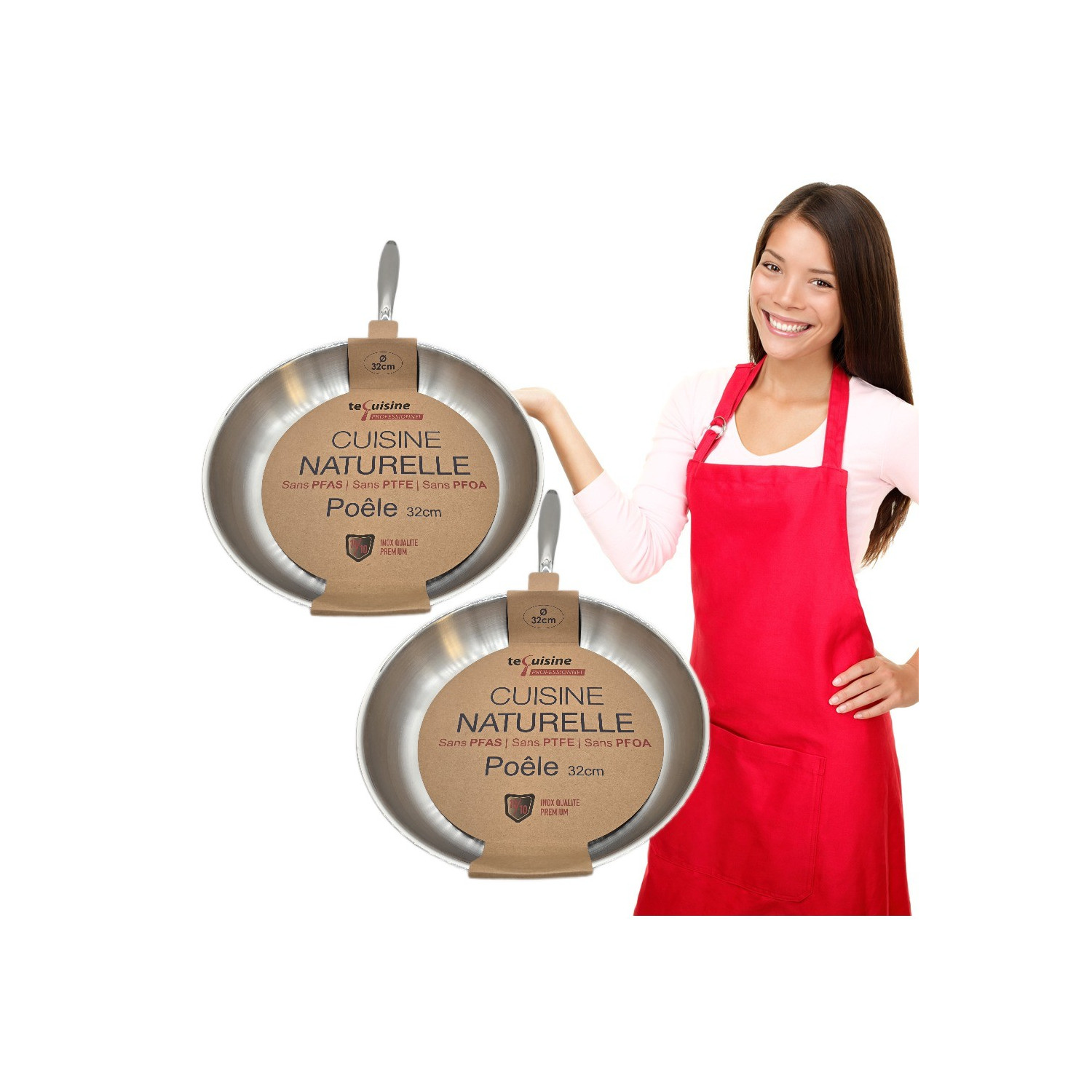 2 Poêles 32cm - Inox matériel Professionnel ESP