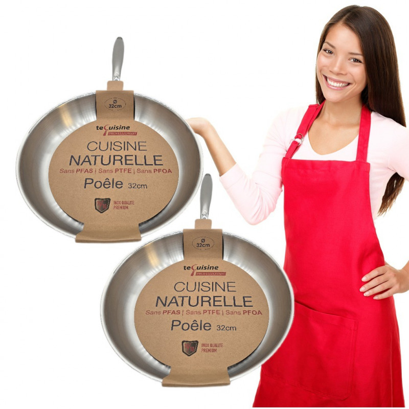 2 Poêles 32cm - Inox matériel Professionnel ESP