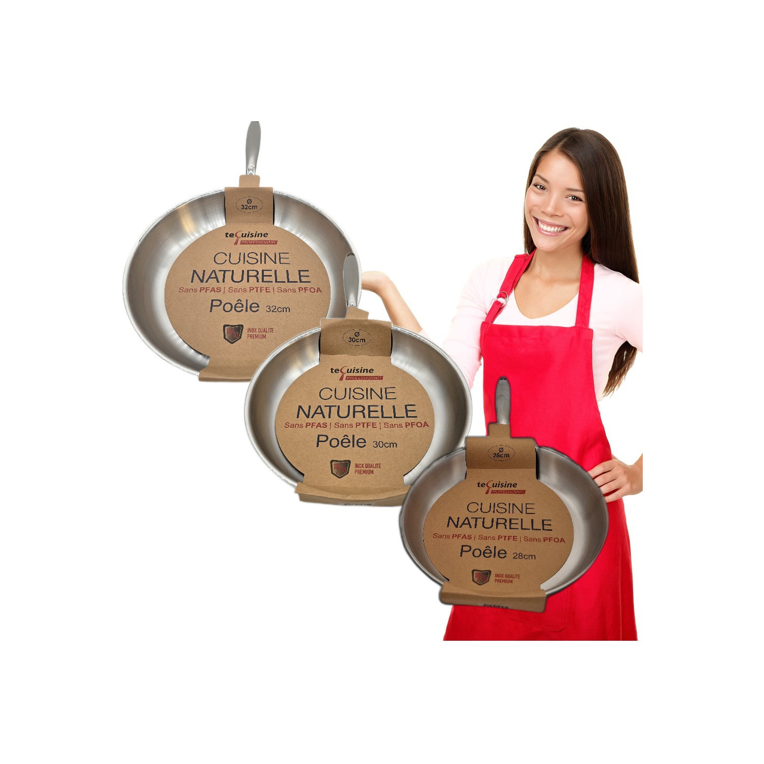 Poêles 28cm - 30cm -32cm - Inox matériel Professionnel ESP