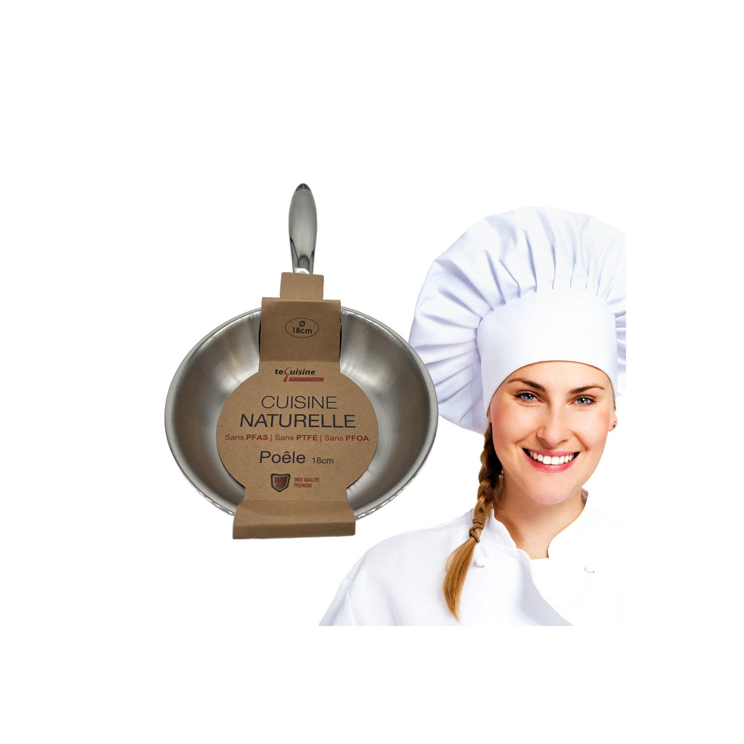 Poêle 18cm Inox Espace Cuisine Professionnel