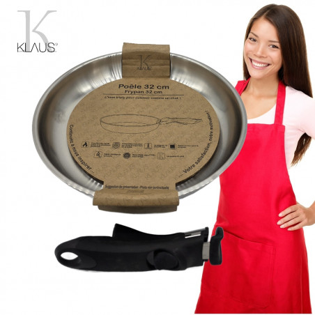 Poêle 32cm - Inox 18/10 Klaus manche amovible