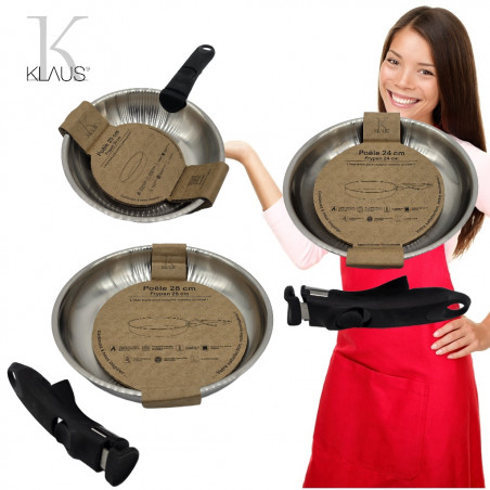 Poêles Inox 20-24-28cm Inox 18/10 Klaus manches amovibles
