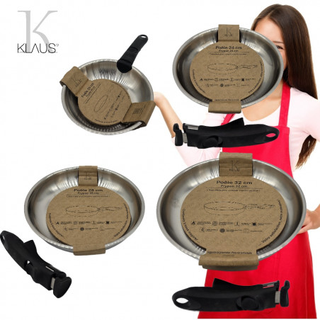 Poêles Inox 20-24-28-32cm Inox 18/10 Klaus manches amovibles